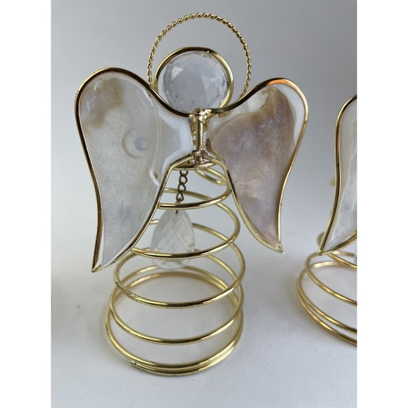 3 Vintage Angel Abstract Wire Capiz Sea Shell Crystal Style...